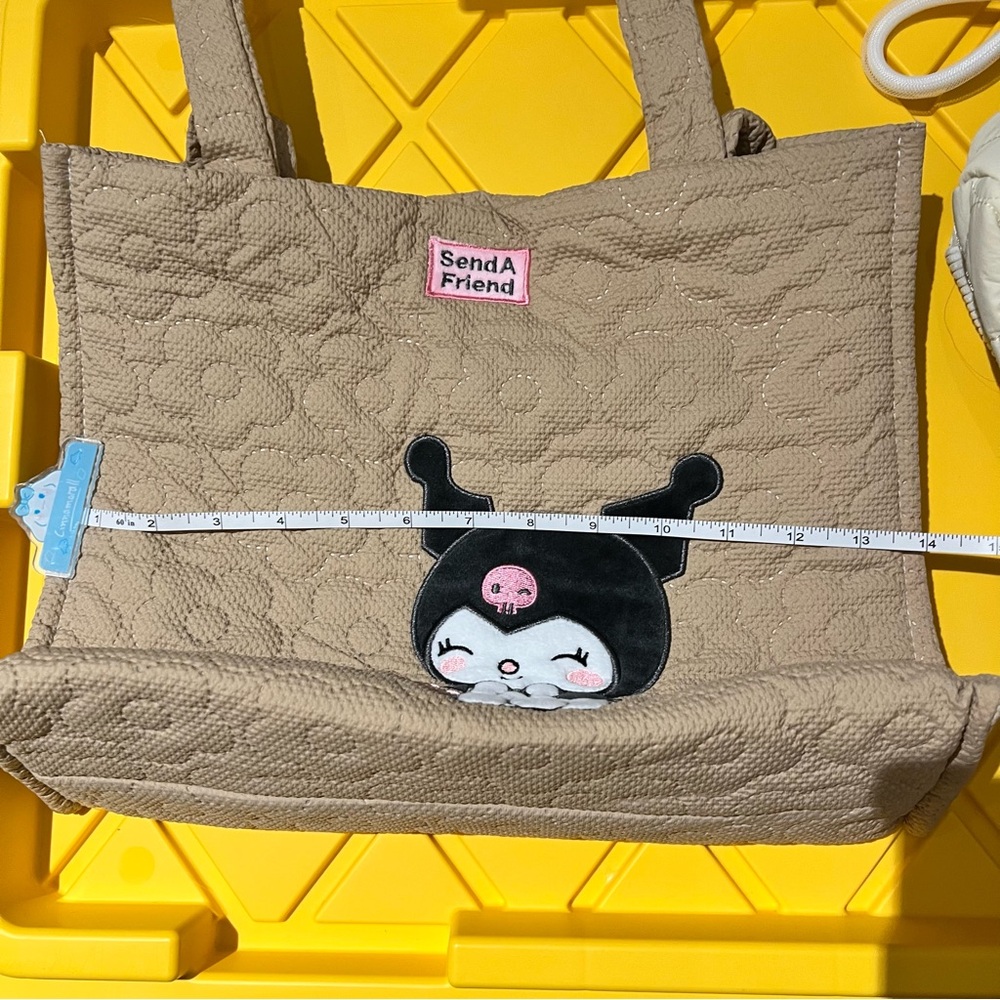 Kuromi KuKu Tan stitch Quilted Tote Bag - Picture 4 of 8